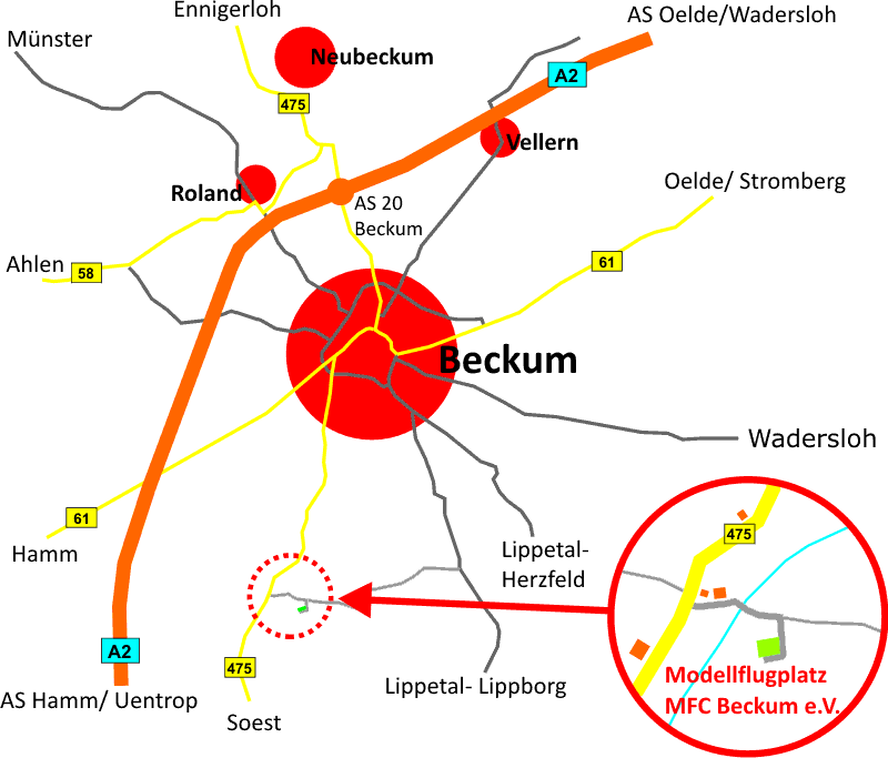 Detailkarte Anfahrt zum Flugplatz